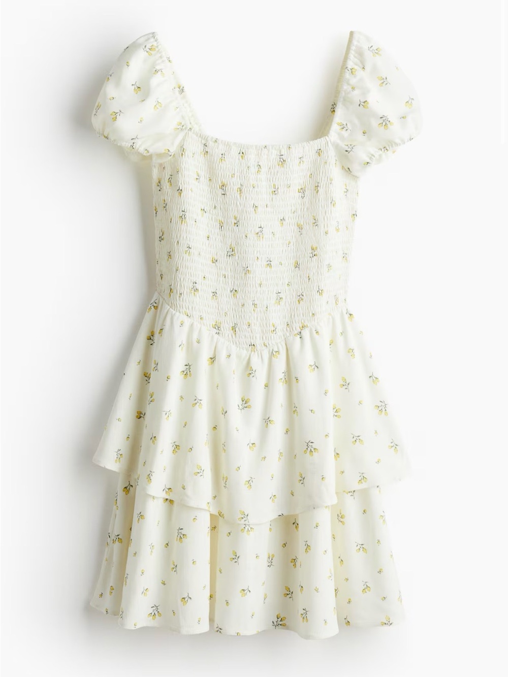 H&M TIERED-SKIRT SMOCKED DRESS